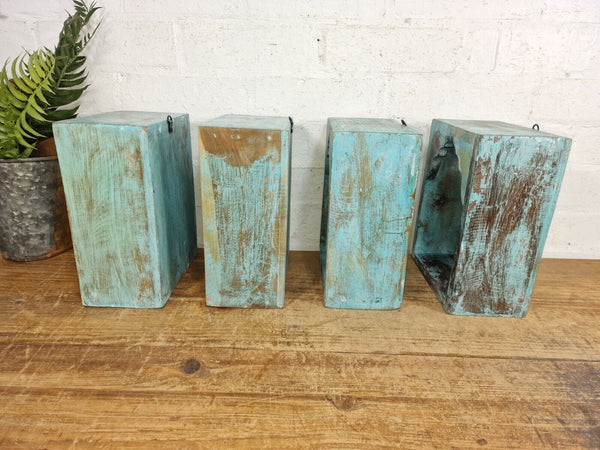 Vintage Rustic Reclaimed Indian Wooden Arched Temple Shelf Wall Display Shelves