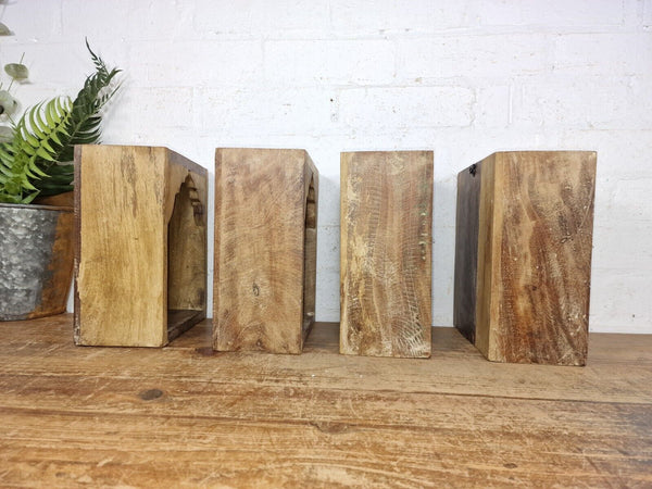 Vintage Rustic Reclaimed Indian Wooden Arched Temple Shelf Wall Display Shelves