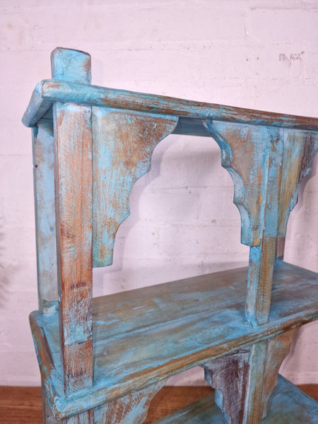 Vintage Reclaimed Indian Solid Wooded Arched Temple Wall Display Shelf Shelves