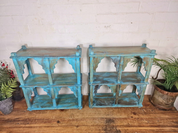 Vintage Reclaimed Indian Solid Wooded Arched Temple Wall Display Shelf Shelves
