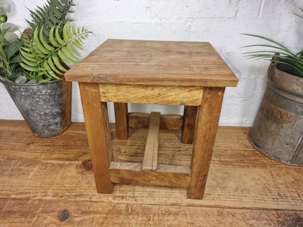 Vintage Reclaimed  Rustic Hand Made Small Side Lamp Table Plant Stand Stool