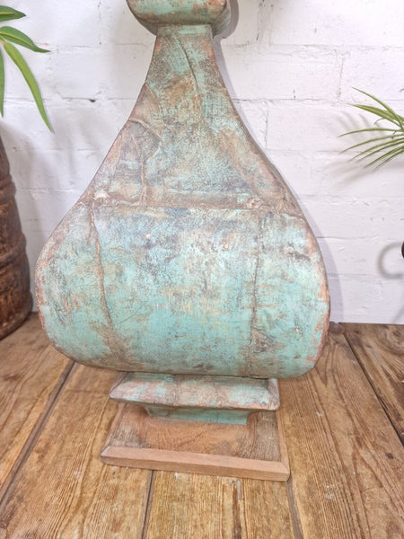 Vintage Indian Hand Carved Round solid Wooden Side Table Plant Stand