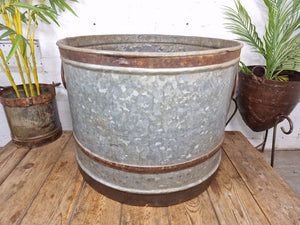 XL Large Round Galvanised Metal Feeder Trough Garden Planter Tub Wildlife Pond