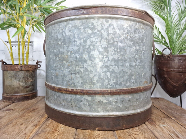 XL Large Round Galvanised Metal Feeder Trough Garden Planter Tub Wildlife Pond