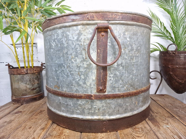 XL Large Round Galvanised Metal Feeder Trough Garden Planter Tub Wildlife Pond