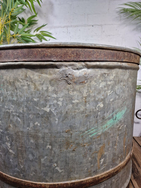 XL Large Round Galvanised Metal Feeder Trough Garden Planter Tub Wildlife Pond