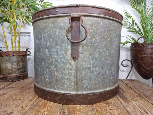 XL Large Round Galvanised Metal Feeder Trough Garden Planter Tub Wildlife Pond