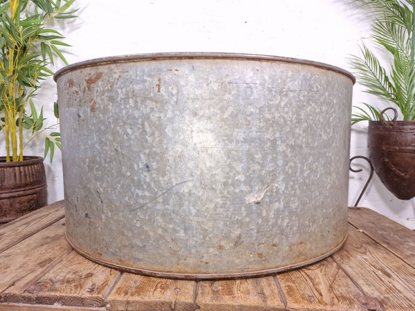 XL Large Round Galvanised Metal Feeder Trough Garden Planter Tub Wildlife Pond