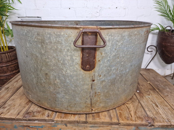 XL Large Round Galvanised Metal Feeder Trough Garden Planter Tub Wildlife Pond