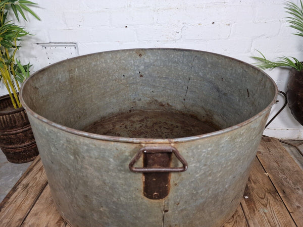 XL Large Round Galvanised Metal Feeder Trough Garden Planter Tub Wildlife Pond