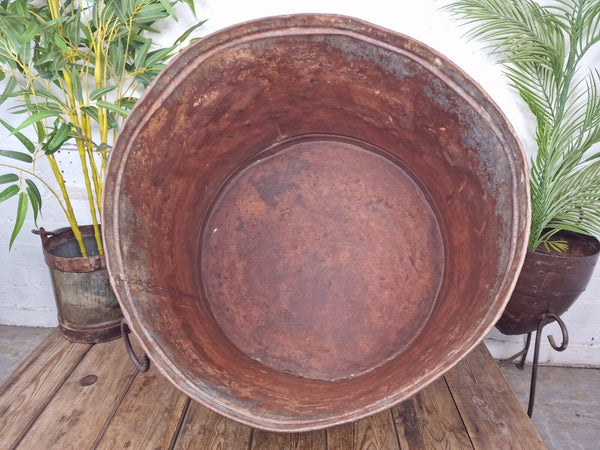 XL Large Round Galvanised Metal Feeder Trough Garden Planter Tub Wildlife Pond