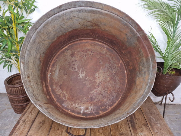 XL Large Round Galvanised Metal Feeder Trough Garden Planter Tub Wildlife Pond