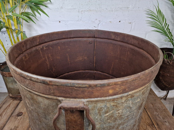XL Large Round Galvanised Metal Feeder Trough Garden Planter Tub Wildlife Pond