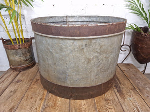 XL Large Round Galvanised Metal Feeder Trough Garden Planter Tub Wildlife Pond