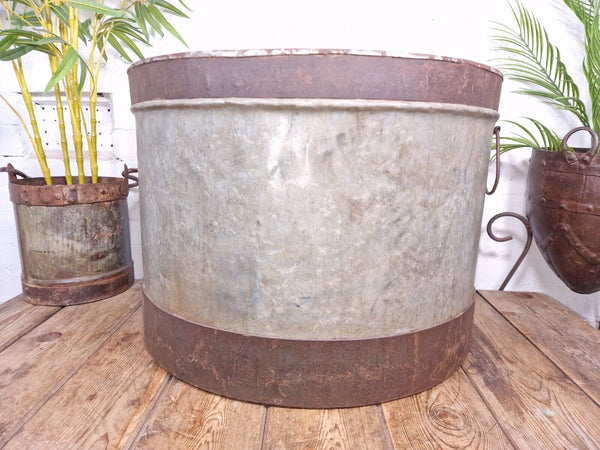 XL Large Round Galvanised Metal Feeder Trough Garden Planter Tub Wildlife Pond