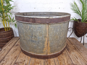 XL Large Round Galvanised Metal Feeder Trough Garden Planter Tub Wildlife Pond