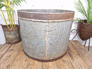XL Large Round Galvanised Metal Feeder Trough Garden Planter Tub Wildlife Pond