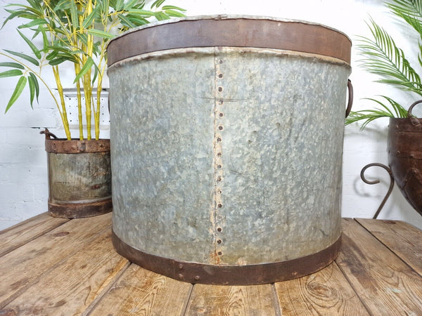 XL Large Round Galvanised Metal Feeder Trough Garden Planter Tub Wildlife Pond