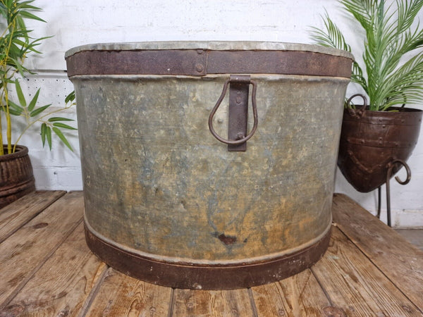 XL Large Round Galvanised Metal Feeder Trough Garden Planter Tub Wildlife Pond
