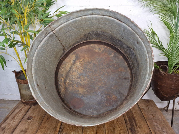 XL Large Round Galvanised Metal Feeder Trough Garden Planter Tub Wildlife Pond