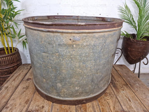 XL Large Round Galvanised Metal Feeder Trough Garden Planter Tub Wildlife Pond