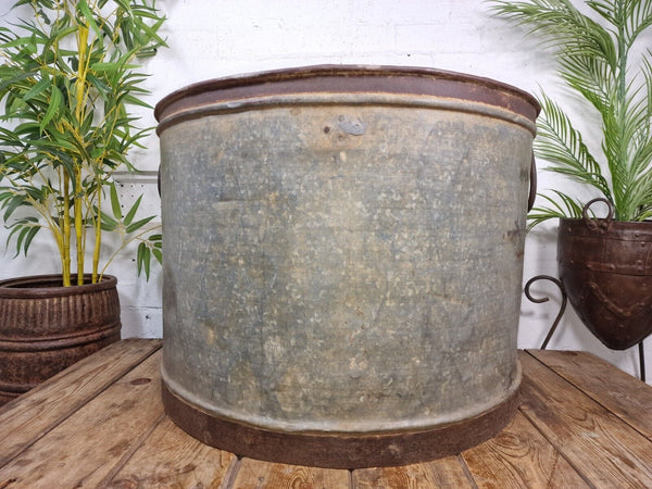 XL Large Round Galvanised Metal Feeder Trough Garden Planter Tub Wildlife Pond