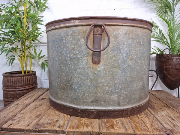 XL Large Round Galvanised Metal Feeder Trough Garden Planter Tub Wildlife Pond