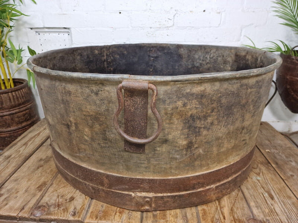 XL Large Round Galvanised Metal Feeder Trough Garden Planter Tub Wildlife Pond