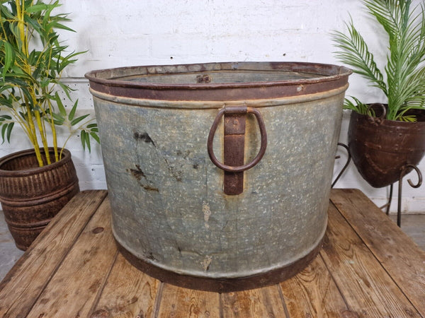 XL Large Round Galvanised Metal Feeder Trough Garden Planter Tub Wildlife Pond