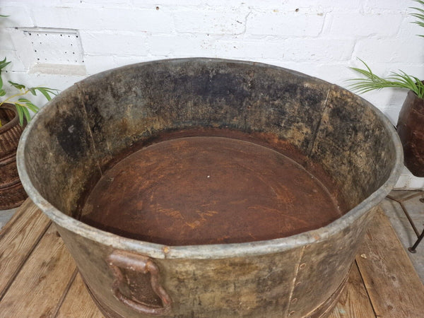 XL Large Round Galvanised Metal Feeder Trough Garden Planter Tub Wildlife Pond