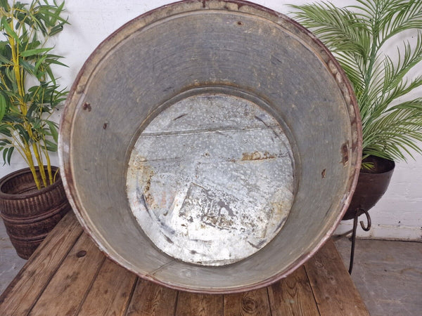 XL Large Round Galvanised Metal Feeder Trough Garden Planter Tub Wildlife Pond