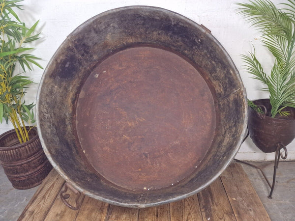 XL Large Round Galvanised Metal Feeder Trough Garden Planter Tub Wildlife Pond