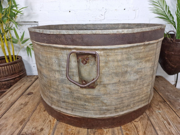 XL Large Round Galvanised Metal Feeder Trough Garden Planter Tub Wildlife Pond