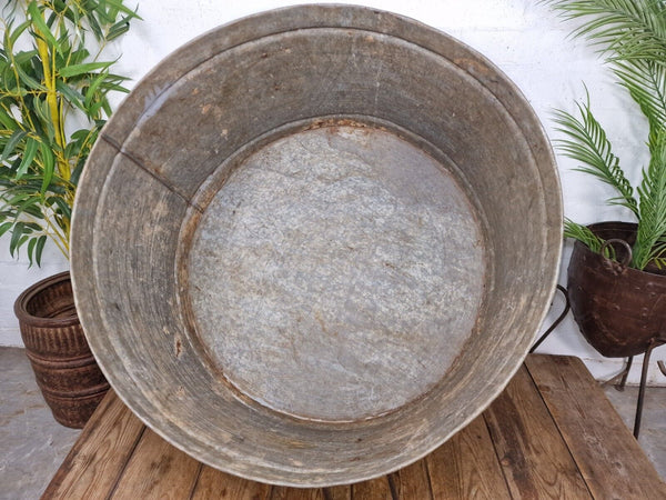 XL Large Round Galvanised Metal Feeder Trough Garden Planter Tub Wildlife Pond