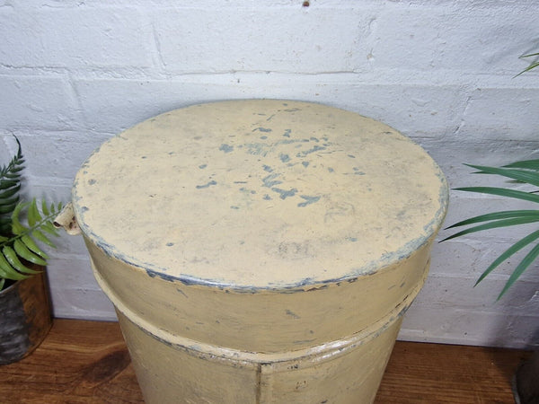 Vintage Indian Industrial Galvanised Metal Rice Grain Storage Drum Bin Cannister