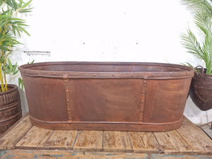 Large Vintage Reclaimed Rustic Metal Ice Bath Tub Trough Garden Planter Pond