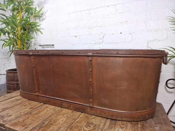 Large Vintage Reclaimed Rustic Metal Ice Bath Tub Trough Garden Planter Pond