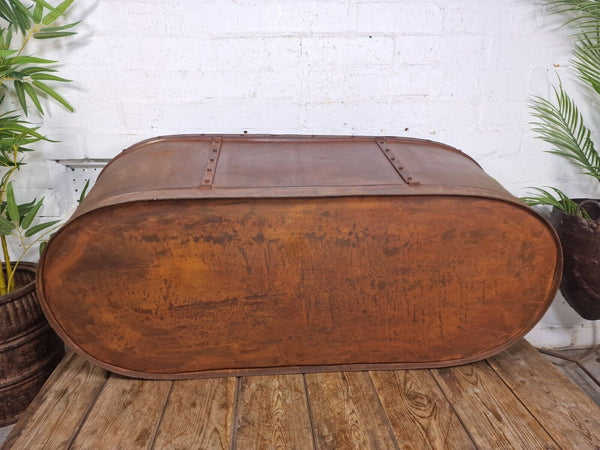 Large Vintage Reclaimed Rustic Metal Ice Bath Tub Trough Garden Planter Pond