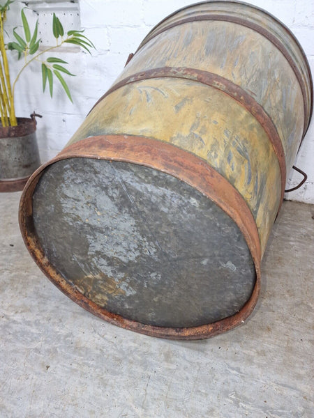 XL large Reclaimed Galvanised Metal Round Olive Tree Garden Planter Tub Trough