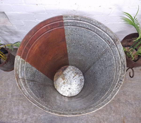 XL large Reclaimed Galvanised Metal Round Olive Tree Garden Planter Tub Trough