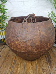 XL Large Rustic Riveted Iron Metal Well Bucket Olive Tree Garden Planter Pot Tub
