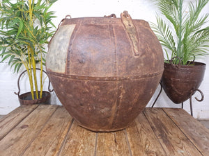 XL Large Rustic Riveted Iron Metal Well Bucket Olive Tree Garden Planter Pot Tub