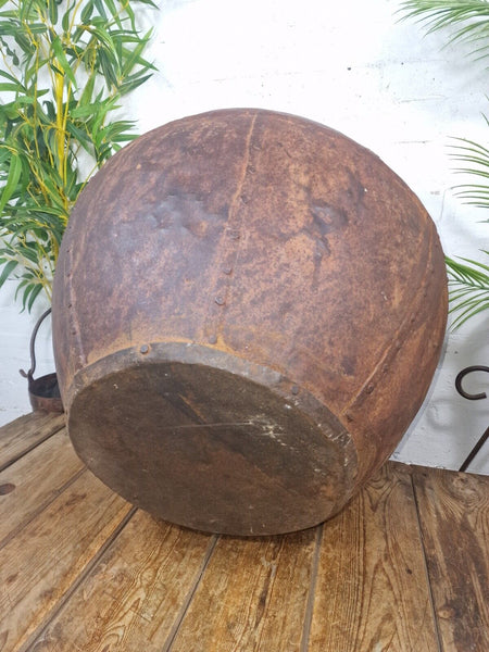 XL Large Rustic Riveted Iron Metal Well Bucket Olive Tree Garden Planter Pot Tub