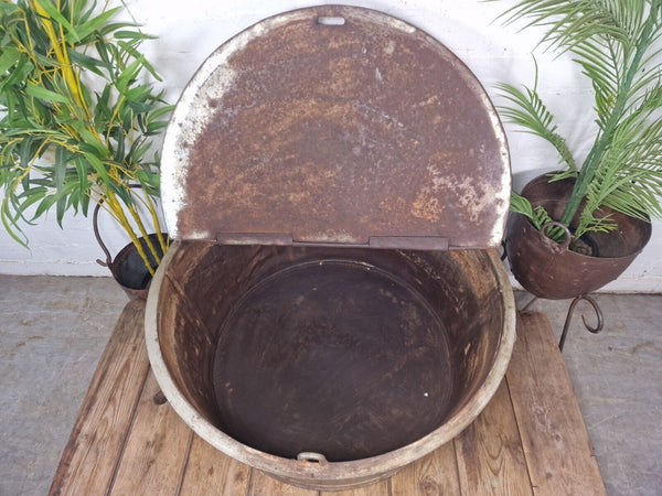 Large Vintage Military Galvanised Wildlife Pond Garden Planter Trough Log Basket