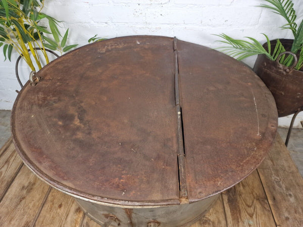 Large Vintage Military Galvanised Wildlife Pond Garden Planter Trough Log Basket