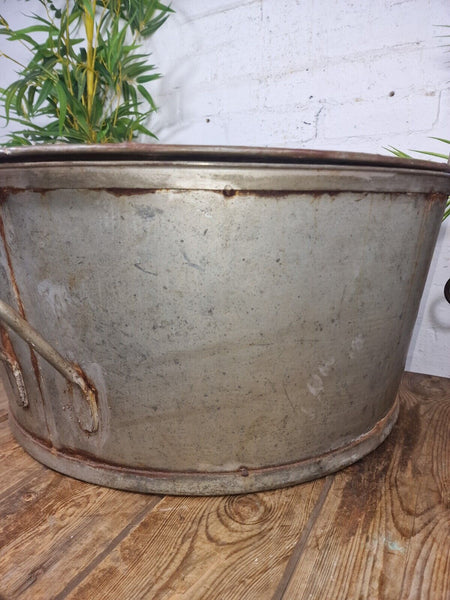 Large Vintage Military Galvanised Wildlife Pond Garden Planter Trough Log Basket