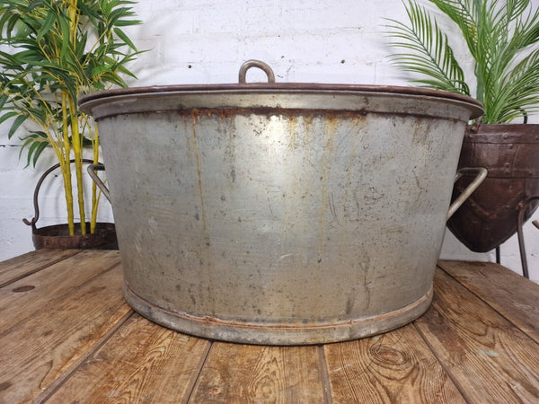 Large Vintage Military Galvanised Wildlife Pond Garden Planter Trough Log Basket