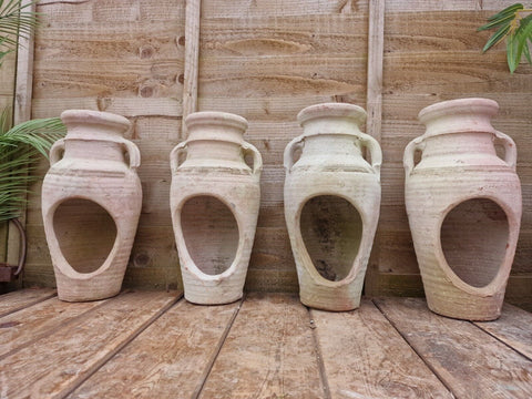 Rustic Hand Made Mediterranean Terracotta Greek Amphora Olive Jar Planter Pot