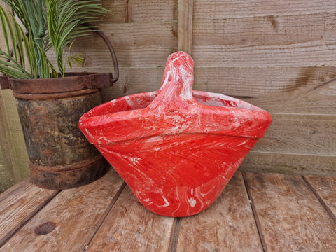 Hand Made Mediterranean Painted Terracotta Handbag Bag Garden Herb Planter Pot