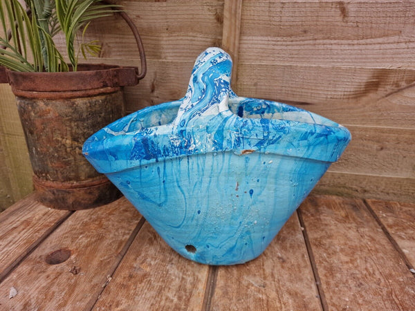 Hand Made Mediterranean Painted Terracotta Handbag Bag Garden Herb Planter Pot